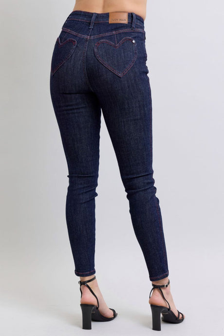 Judy Blue Full Size Heart Shaped Back Pockets Skinny Jeans Trendsi Hanalas