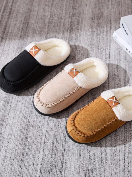 Contrast Round Toe Flat Slippers | Hanalas