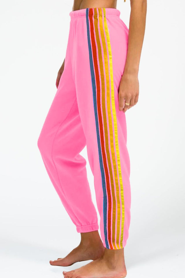 Contrast Striped Elastic Waist Active Pants | Hanalas