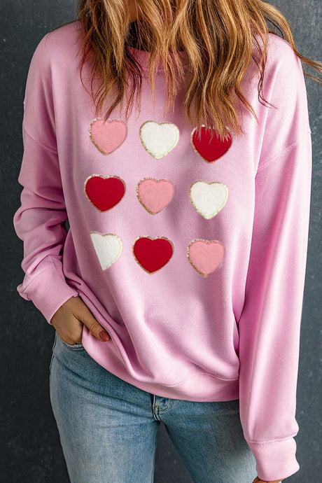 Contrast Heart Long Sleeve Sweatshirt | Hanalas