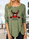 Full Size Reindeer Round Neck Long Sleeve T-Shirt | Hanalas