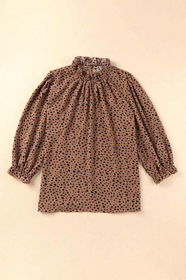 Leopard Colorblock Swiss Dot Flutter Sleeve Square Neck Mini Dress Hanalas Hanalas