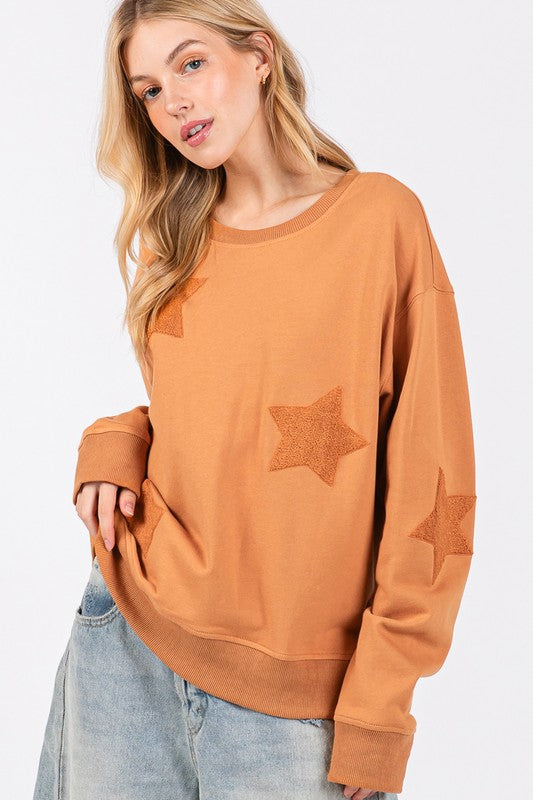 SAGE + FIG Star Patch Long Sleeve Sweatshirt | Hanalas