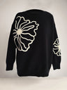 Flower Round Neck Long Sleeve Sweater