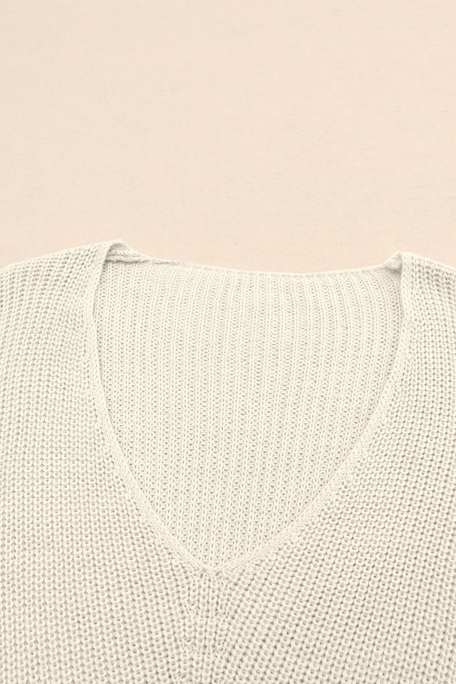 V-Neck Drop Shoulder Sweater | Hanalas