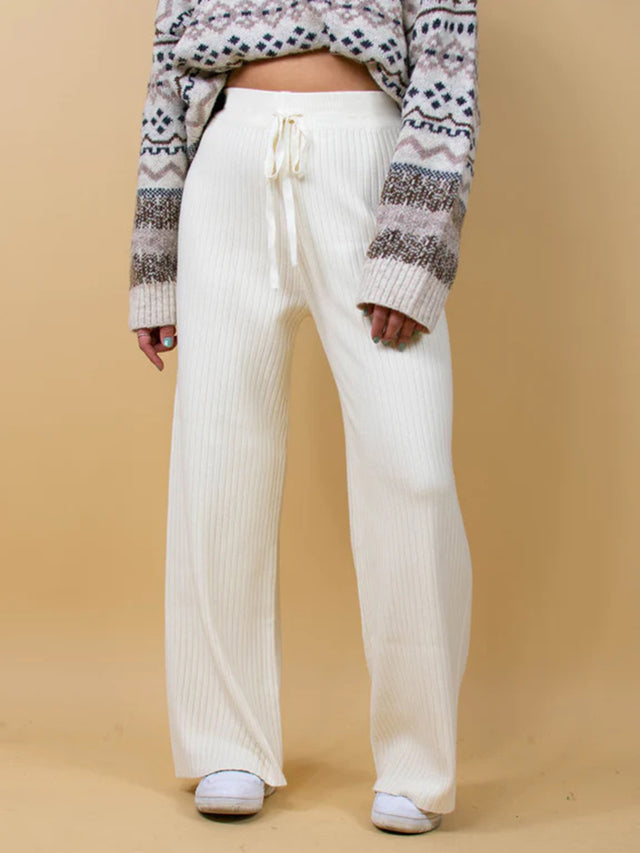 Ribbed Wide Leg Sweater Pants | Hanalas