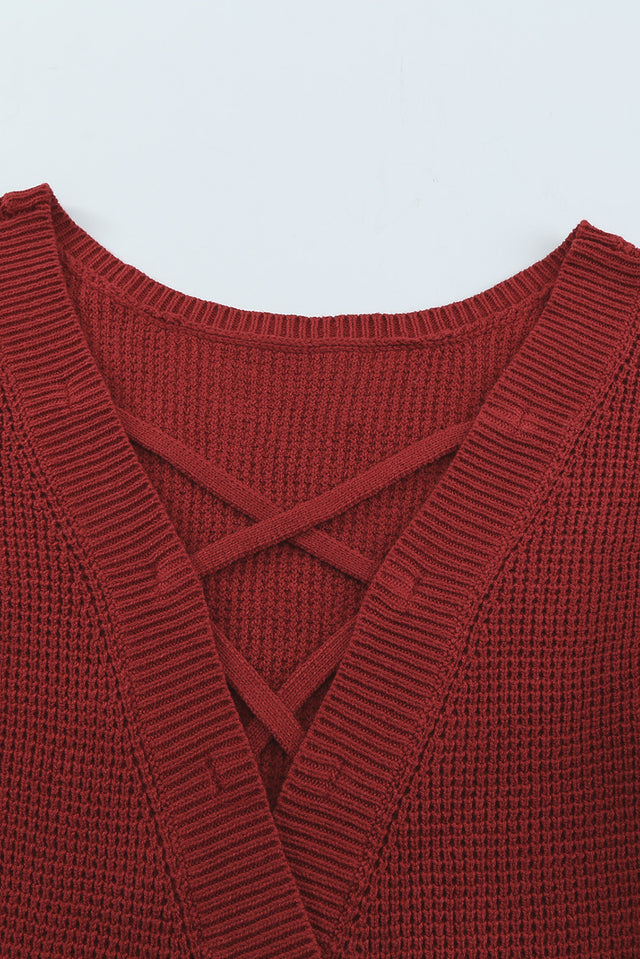 Crisscross Back Boat Neck Sweater | Hanalas