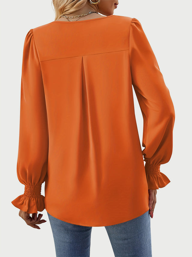 V-Neck Flounce Sleeve Top | Hanalas