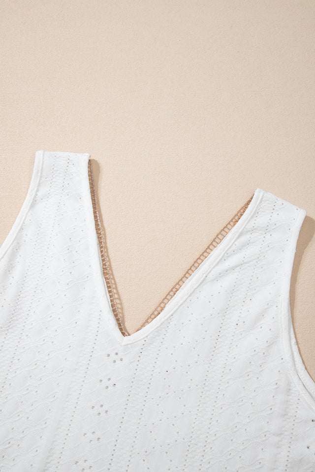 Pink Eyelet Strappy Scoop-Neck Tank Top | Hanalas