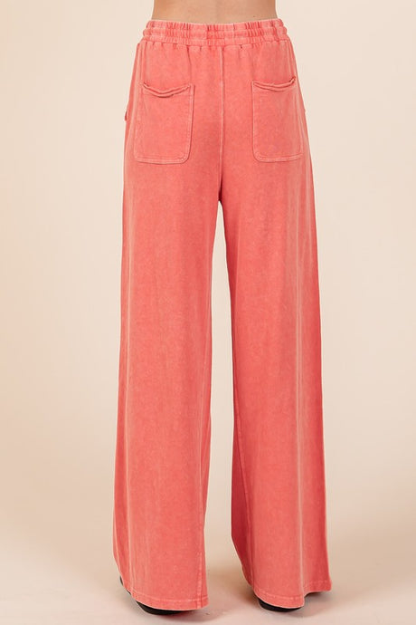 Mittoshop Mineral Wash French Terry Drawstring Wide Leg Pants | Hanalas