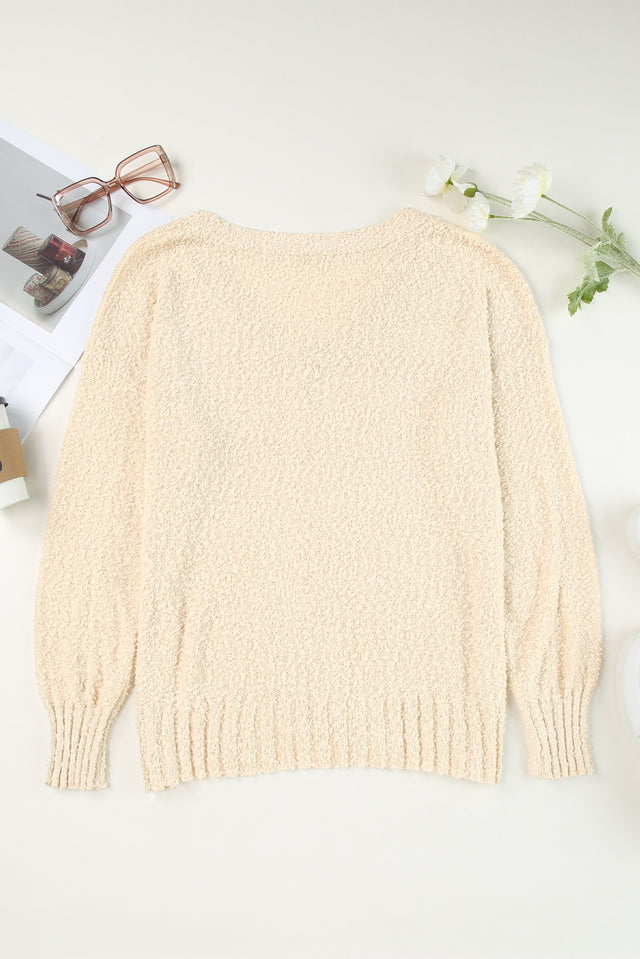 V-Neck Dropped Shoulder Sweater | Hanalas