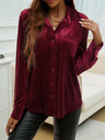 Devine Pocketed Collared Neck Long Sleeve Shirt | Hanalas