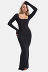 Basic Bae Built-In Shapewear Square Neck Long Sleeve Maxi Dress Trendsi Hanalas