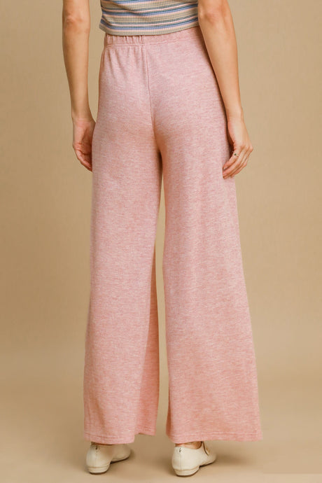 Umgee Elastic Waist Wide Leg Knit Pants | Hanalas