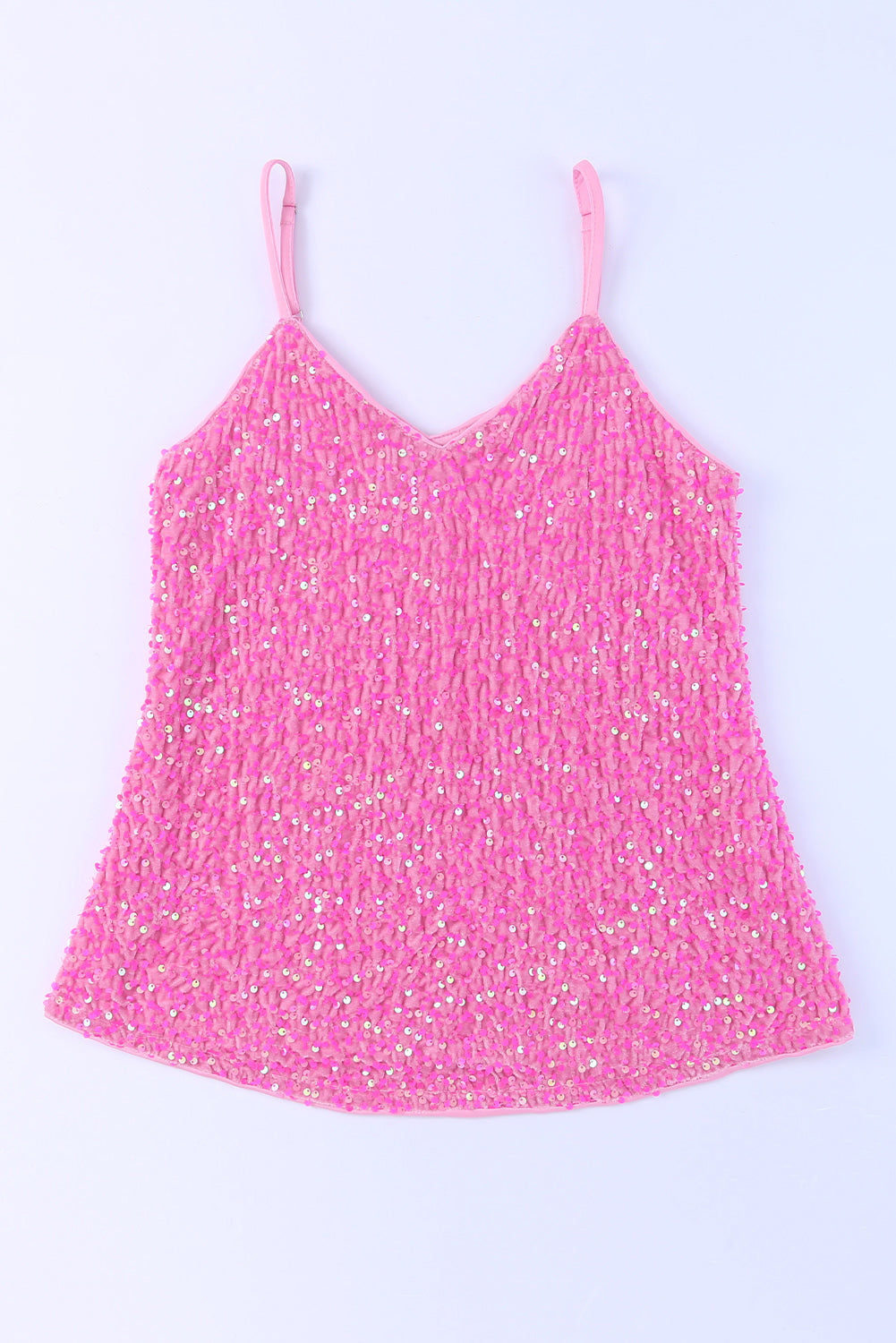 Apricot Sequin Adjustable Straps Tank Top