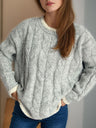 Cable Knit Round Neck Long Sleeve Sweater Trendsi Hanalas