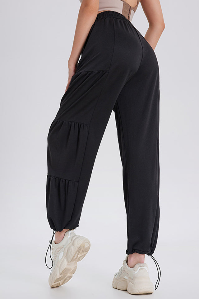 Basic Bae Drawstring Elastic Waist Ruched Joggers | Hanalas