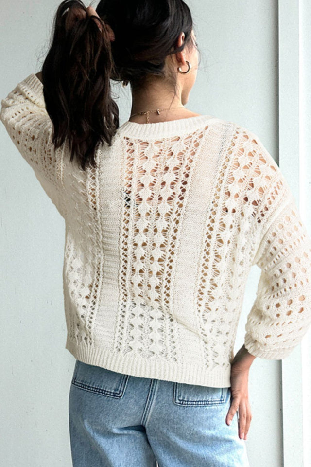 Hollow Out Drop Shoulder Sweater | Hanalas