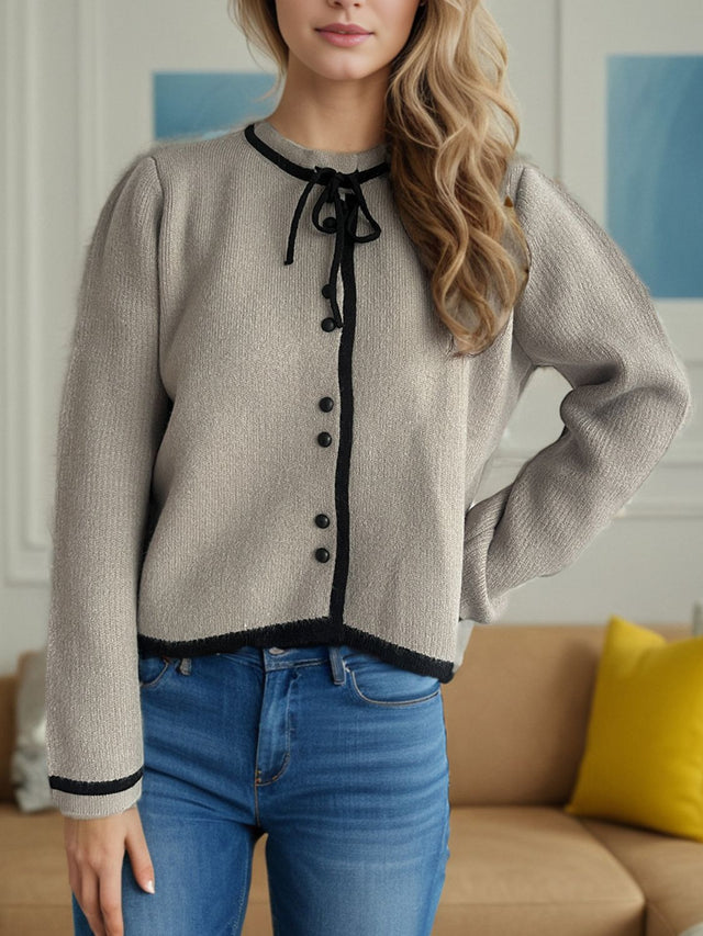 Button Down Long Sleeve Cardigan Trendsi Hanalas