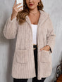 Plus Size Open Front Long Sleeve Hooded Fuzzy Jacket | Hanalas