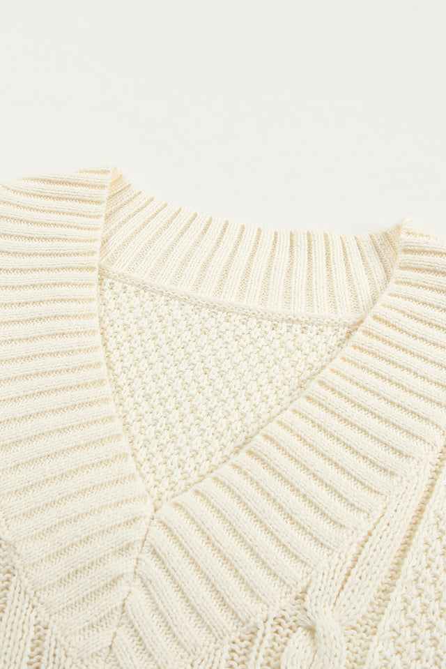 Cable-Knit V-Neck Sweater Vest | Hanalas