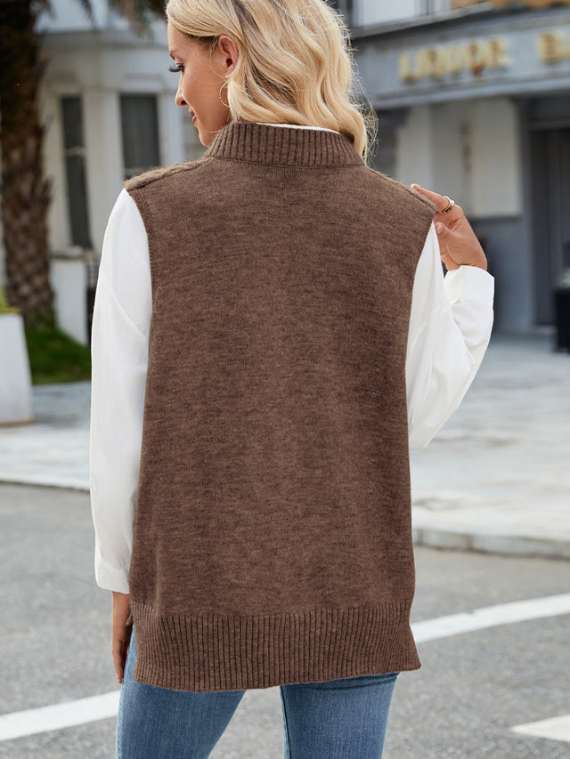 Cable Knit V-Neck Sweater Vest Trendsi Hanalas