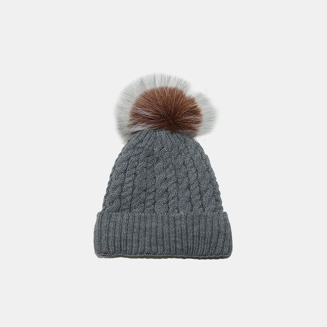 Cable Knit Winter Hat with Pompom Trendsi Hanalas