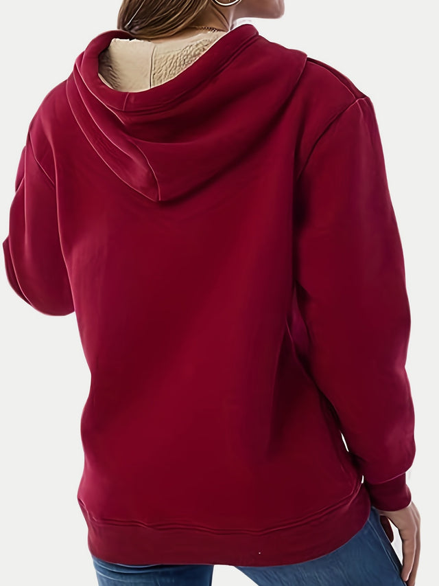 Drawstring Long Sleeve Hoodie with Kangaroo Pocket | Hanalas