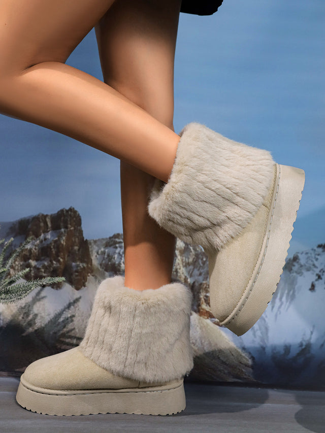 Thermal Faux Fur Suede Platform Boots | Hanalas