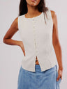 Button Down Round Neck Sweater Vest | Hanalas