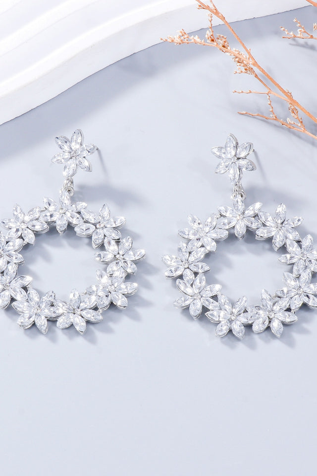 Rhinestone Flower Dangle Earrings | Hanalas