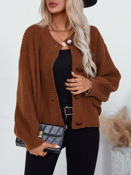 Button Down Long Sleeve Cardigan Trendsi Hanalas