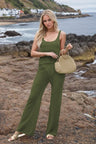 Hollow Out Round Neck Top and Pants Sweater Cover Up Set | Hanalas