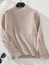 Cable-Knit Mock Neck Long Sleeve Sweater | Hanalas