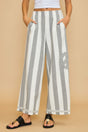 Umgee Peace Sign Patch Striped Wide Leg Pants | Hanalas