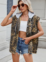 Leopard Buttton Up Denim Vest | Hanalas