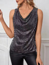 Sequin Cowl Neck Tank | Hanalas