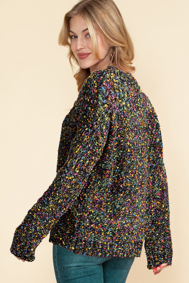 Confetti V-Neck Long Sleeve Sweater | Hanalas