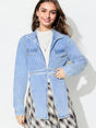 Asymmetric Slit Collared Neck Long Denim Top Trendsi Hanalas