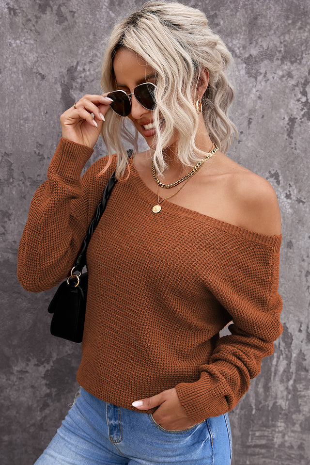 Crisscross Back Boat Neck Sweater | Hanalas