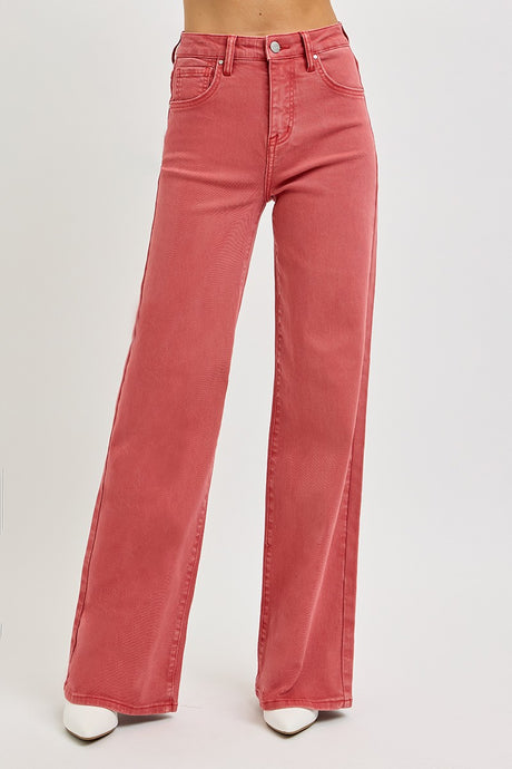 RISEN Full Size High Rise Tummy Control Wide Leg Jeans Trendsi Hanalas