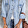 Distressed Button Up Hooded Denim Jacket with Pockets Trendsi Hanalas