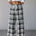 Perfee Drawstring Plaid Wide Leg Pants | Hanalas