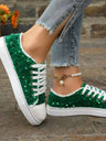 Sequin Round Toe Flat Sneakers | Hanalas