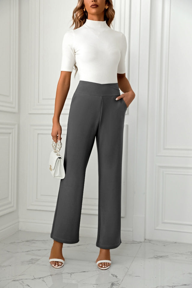 High Waist Straight Leg Pants | Hanalas