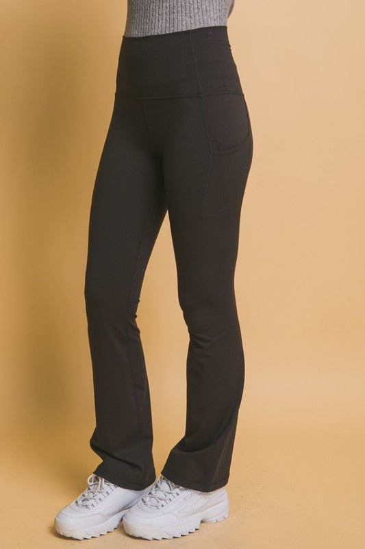 Love Tree High Waist Flare Active Leggings with Side Pockets | Hanalas