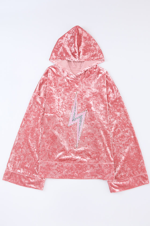 Thunderbolt Sequin Long Sleeve Hoodie | Hanalas