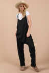 Oh Full Size V-Neck Wide Strap Overalls with Pockets | Hanalas