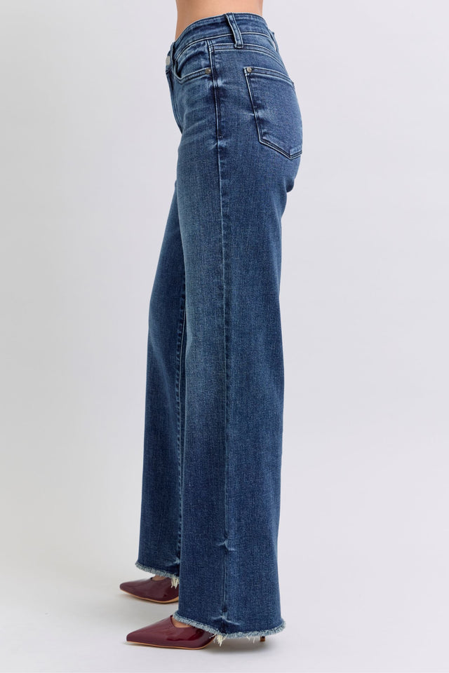 Judy Blue Full Size Raw Hem Mid Rise Jeans | Hanalas