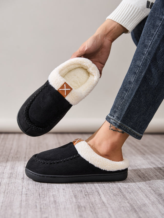 Contrast Round Toe Flat Slippers | Hanalas